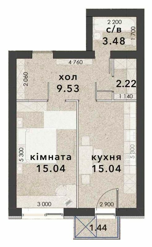 1-комнатная 46.39 м² в ЖК Viking Home от 18 500 грн/м², г. Ирпень