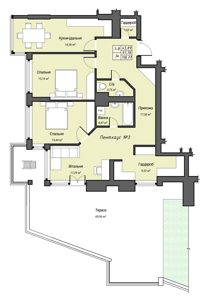 3-комнатная 118.77 м² в ЖК Sky Hall от 24 150 грн/м², Ровно