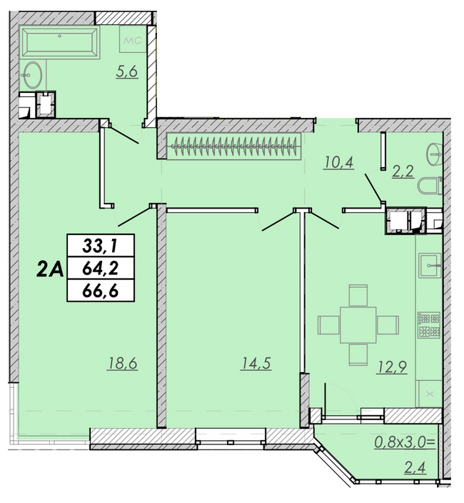 2-кімнатна 66.6 м² в ЖК Прохоровський квартал від 19 800 грн/м², Одеса