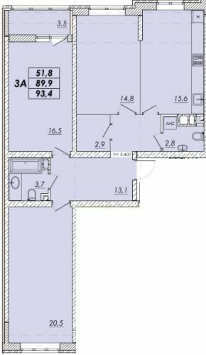 3-кімнатна 93.4 м² в ЖК Прохоровський квартал від 22 700 грн/м², Одеса