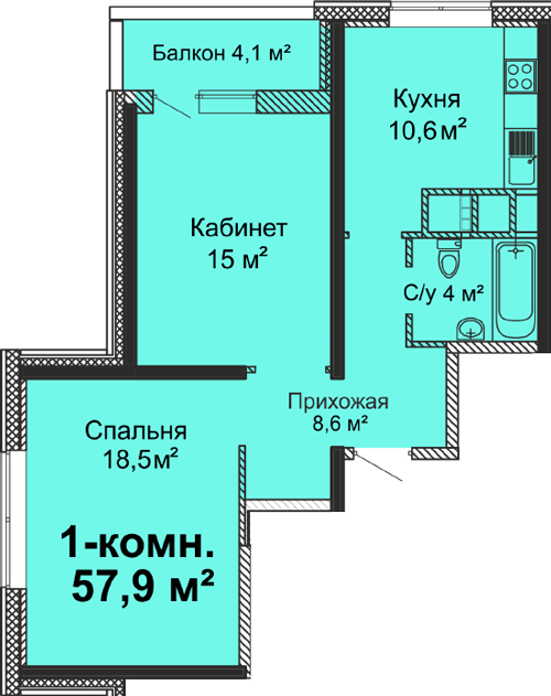 1-кімнатна 57.9 м² в ЖК Скай Сіті від 27 250 грн/м², Одеса