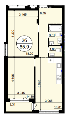 2-кімнатна 65.9 м² в ЖК Грінвуд-4 від 17 900 грн/м², смт Брюховичі