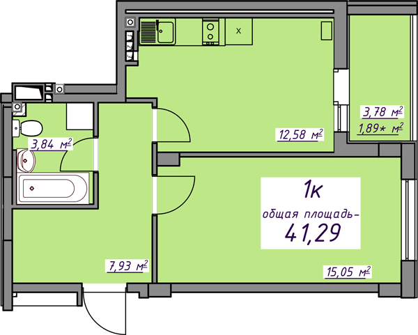 1-кімнатна 41.29 м² в ЖМ Сьоме Небо від 20 700 грн/м², смт Авангард