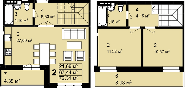 Двухуровневая 72.31 м² в ЖК Q-4 "Quoroom Grand Avenue" от 28 250 грн/м², Львов