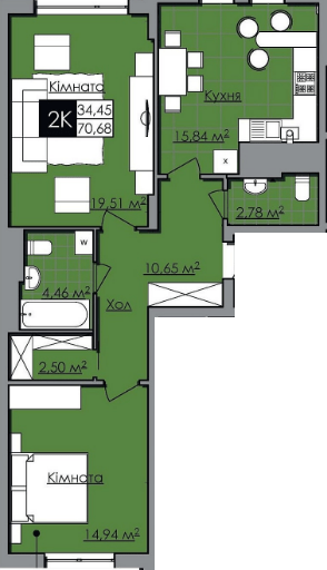 2-комнатная 70.68 м² в ЖК Нове Життя от 17 000 грн/м², Львов