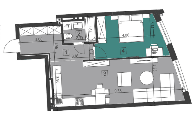 1-кімнатна 56.69 м² в ЖК Парус City від 27 700 грн/м², Львів