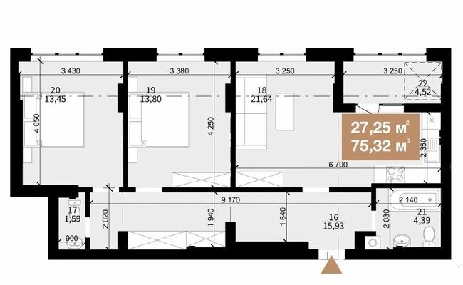 2-комнатная 75.32 м² в ЖК Свитанок от 21 600 грн/м², Львов