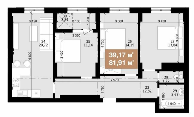 3-комнатная 81.91 м² в ЖК Свитанок от 22 800 грн/м², Львов