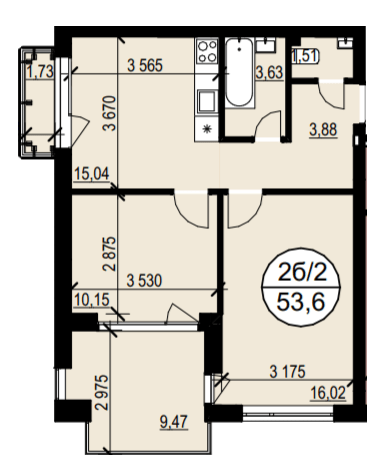 2-кімнатна 53.6 м² в ЖК Грінвуд 3 від 19 400 грн/м², смт Брюховичі