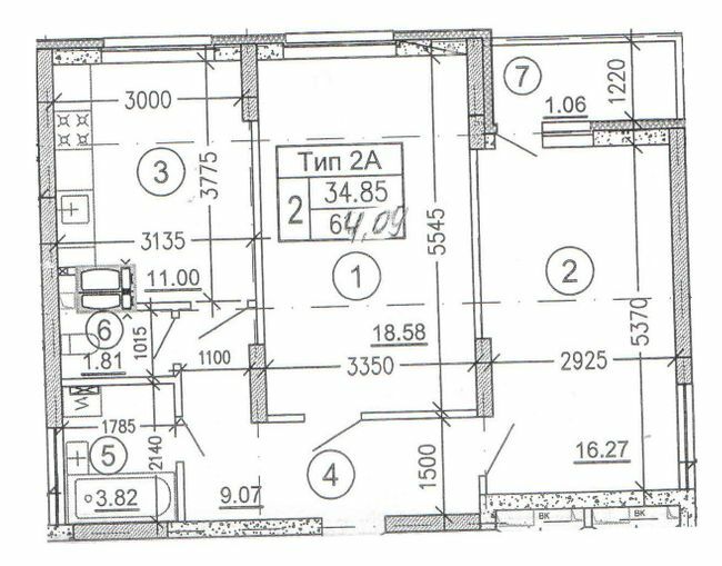 2-комнатная 64.09 м² в ЖД просп. Отрадный, 2 (просп. Комарова, 1) от 30 000 грн/м², Киев