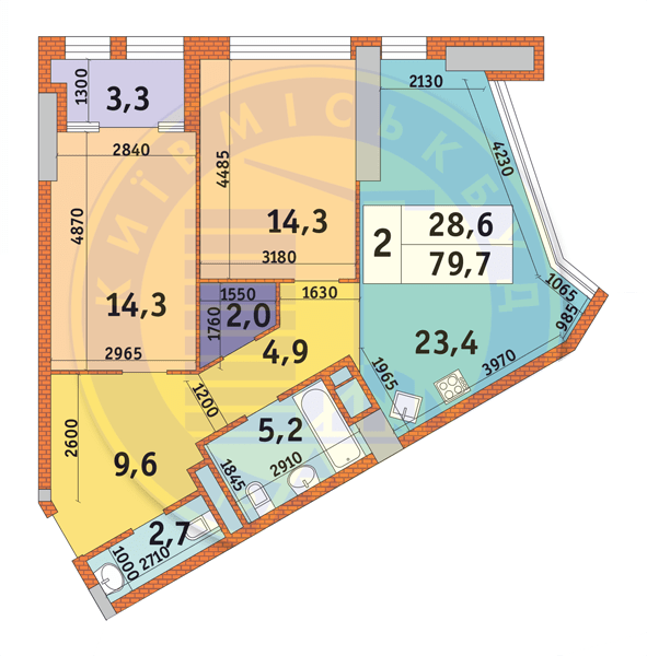 2-кімнатна 79.7 м² в ЖК Manhattan City від 47 750 грн/м², Київ