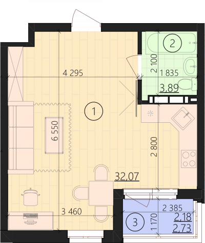 1-кімнатна 38.14 м² в ЖК URBANIST від 36 000 грн/м², Київ