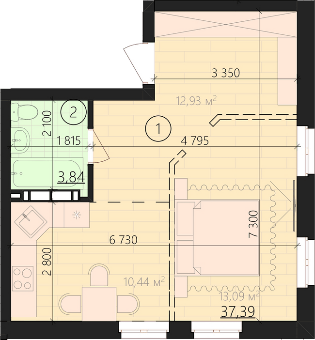 1-кімнатна 41.23 м² в ЖК URBANIST від 36 000 грн/м², Київ