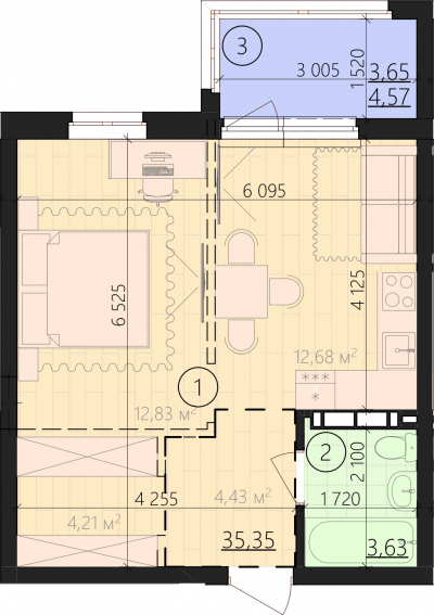 1-кімнатна 42.63 м² в ЖК URBANIST від 36 000 грн/м², Київ