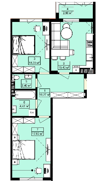 2-комнатная 67.44 м² в ЖК Royal Hill от 19 200 грн/м², с. Лисиничи