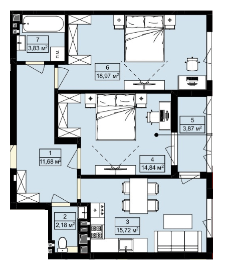 2-комнатная 71.09 м² в ЖК Royal Hill от 19 200 грн/м², с. Лисиничи