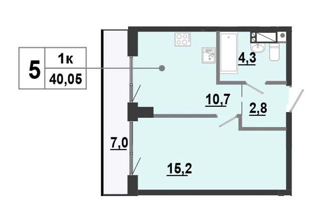 1-кімнатна 40.05 м² в ЖК BonAparte від 35 000 грн/м², Харків