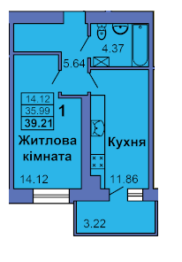 1-кімнатна 39.21 м² в ЖК на вул. Героїв Сталінграду, 6а від 25 000 грн/м², Полтава