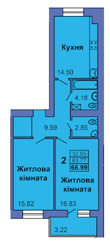 2-кімнатна 66.99 м² в ЖК на вул. Героїв Сталінграду, 6а від 24 000 грн/м², Полтава