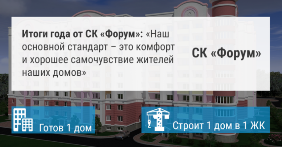 Итоги года от СК «Форум»: «Будем сохранять традиции качественного и надежного строительства»