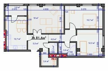 3-кімнатна 81.6 м² в ЖБ Європа від 21 000 грн/м², Івано-Франківськ