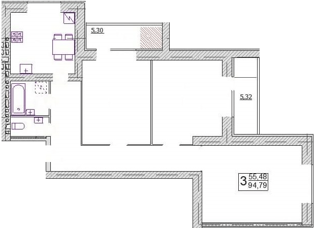 3-комнатная 94.79 м² в ЖК по просп. Миру, 63 А, Б, В от 16 700 грн/м², Хмельницкий