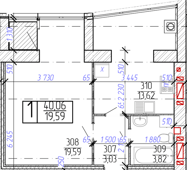 1-кімнатна 40.06 м² в ЖК Новобудова від 16 200 грн/м², Хмельницький