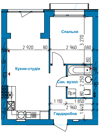 1-кімнатна 40.98 м² в ЖК в Лісовій Бучі від 17 500 грн/м², м. Буча