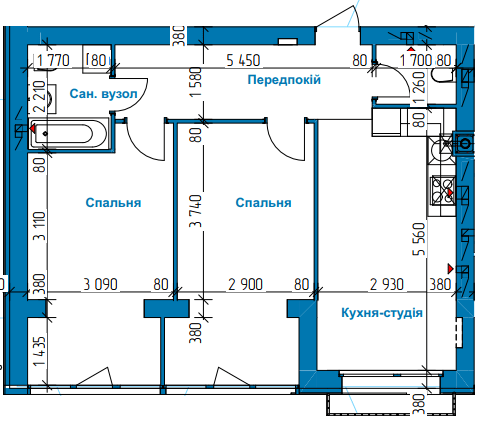 2-комнатная 60.96 м² в ЖК в Лесной Буче от 19 500 грн/м², г. Буча