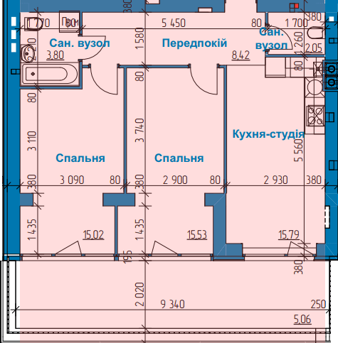 2-кімнатна 65.66 м² в ЖК в Лісовій Бучі від 17 500 грн/м², м. Буча