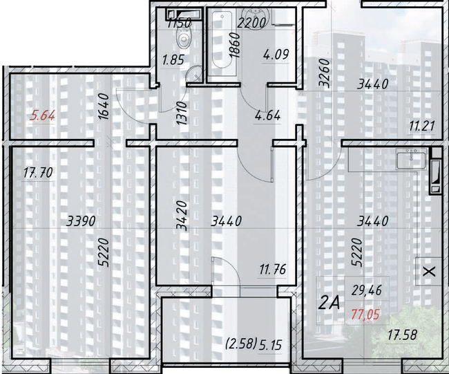 2-кімнатна 77.05 м² в ЖК Деснянський від 21 500 грн/м², Київ