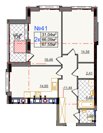 2-кімнатна 67.55 м² в ЖК на вул. Очеретяна, 11 від 25 400 грн/м², Львів