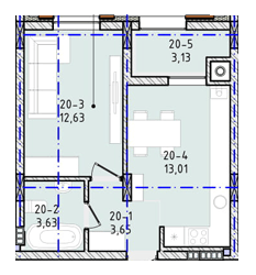 1-кімнатна 36.05 м² в ЖК Вілла Зубра від 21 650 грн/м², с. Зубра