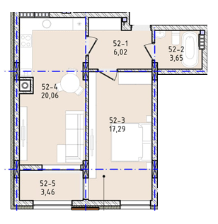 1-кімнатна 50.48 м² в ЖК Вілла Зубра від 24 700 грн/м², с. Зубра