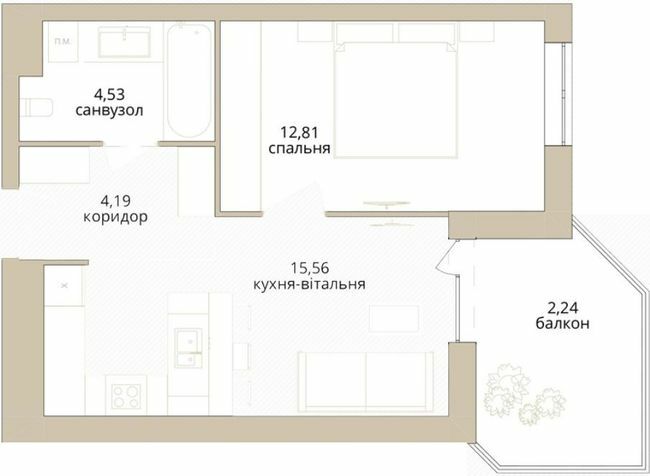 1-кімнатна 39.33 м² в ЖК Dream Lake від 23 700 грн/м², Вінниця