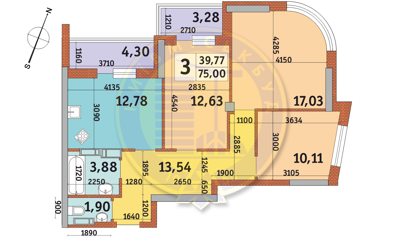 3-комнатная 75 м² в ЖК Урловский-2 от 28 718 грн/м², Киев