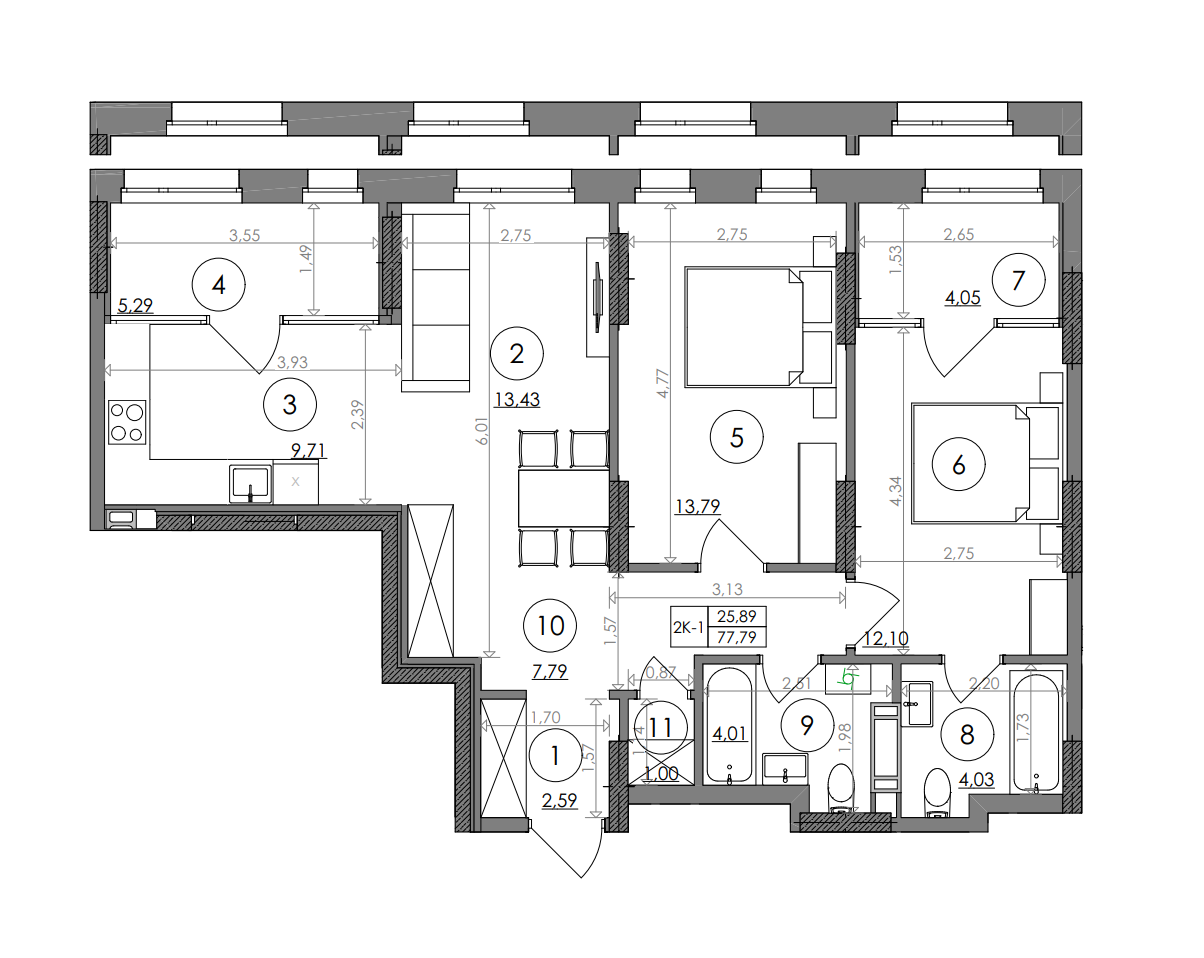 2-кімнатна 77.79 м² в ЖК Svitlo Park від 34 630 грн/м², Київ