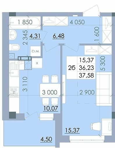 1-комнатная 37 м² в ЖК на ул. Полтавский Шлях, 61 от 13 900 грн/м², пгт Чутово