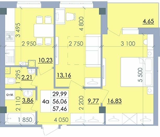 2-комнатная 57 м² в ЖК на ул. Полтавский Шлях, 61 от 13 700 грн/м², пгт Чутово