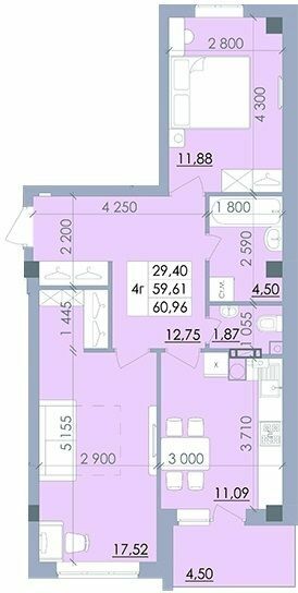 2-комнатная 60 м² в ЖК на ул. Полтавский Шлях, 61 от 13 700 грн/м², пгт Чутово