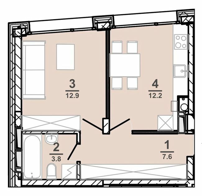 1-кімнатна 36.5 м² в ЖК AMSTERDAM від 34 200 грн/м², Полтава