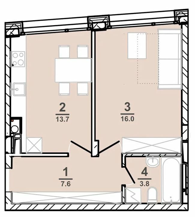 1-кімнатна 41 м² в ЖК AMSTERDAM від 34 200 грн/м², Полтава