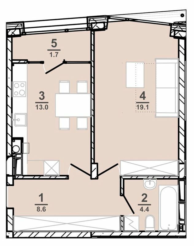 1-комнатная 46.8 м² в ЖК AMSTERDAM от 34 200 грн/м², Полтава