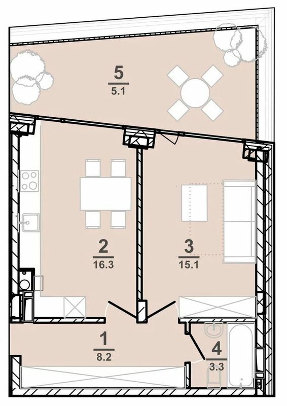 1-комнатная 48 м² в ЖК AMSTERDAM от 34 200 грн/м², Полтава