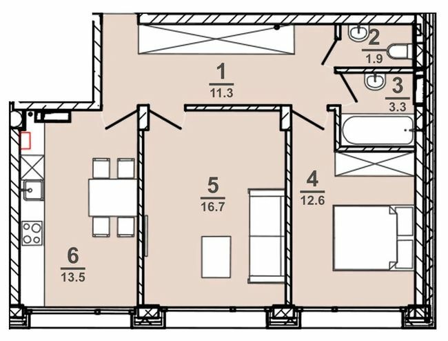 2-комнатная 59.3 м² в ЖК AMSTERDAM от 30 000 грн/м², Полтава