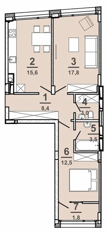 2-кімнатна 62.7 м² в ЖК AMSTERDAM від 30 000 грн/м², Полтава