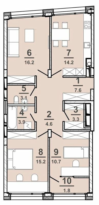 3-кімнатна 80.5 м² в ЖК AMSTERDAM від 32 300 грн/м², Полтава