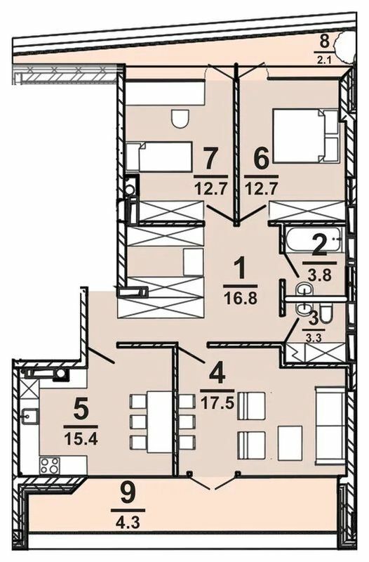 3-комнатная 88.5 м² в ЖК AMSTERDAM от 32 300 грн/м², Полтава