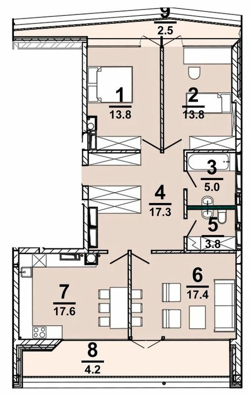 3-кімнатна 95.3 м² в ЖК AMSTERDAM від 32 300 грн/м², Полтава