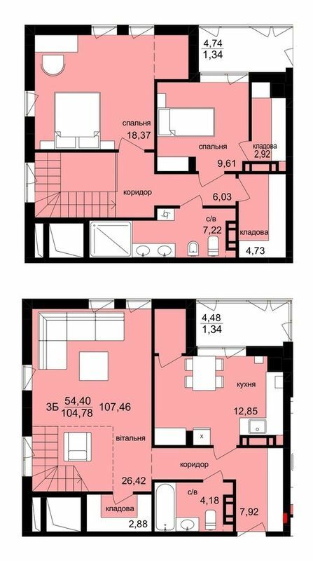 Двухуровневая 107.46 м² в ЖК Киев от 17 500 грн/м², Тернополь